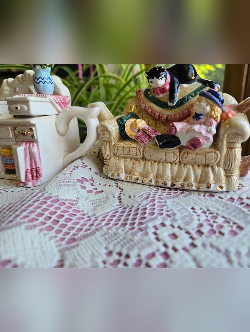 Vintage 1995 Cardinal Inc. Novelty Teapot Set - Sofa & Vanity - Philippines 🩷🩷 - Picture 9 of 14
